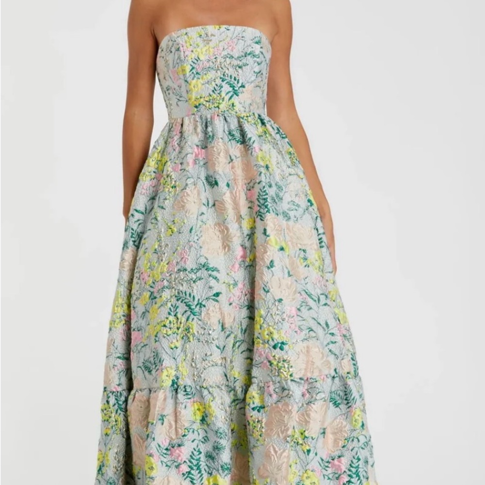 Mac Duggal Cream Strapless Maxi Gown